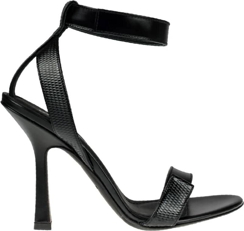 Dsquared2 Zwarte Leren Sandalen Black Dames