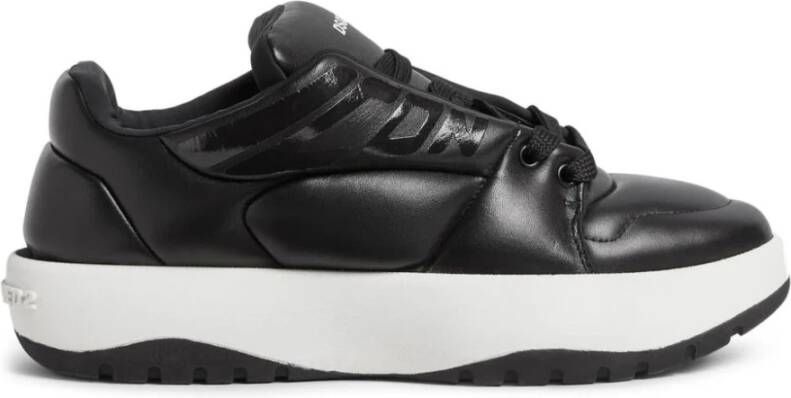 Dsquared2 Zwarte leren sneakers met opgeblazen design Black Heren