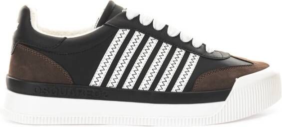 Dsquared2 Zwarte Leren Sneakers New Jersey Black Heren