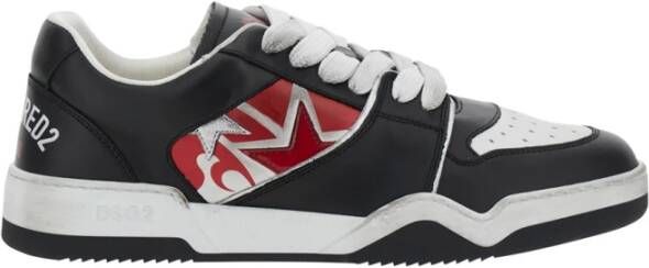 Dsquared2 Zwarte Sneakers met Distressed Effect en Logo op de Hiel in Leer Black Heren