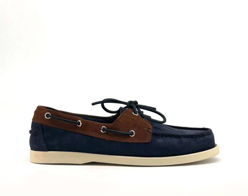 Duca di Morrone Blauw bruin suède mocassins Lente Zomercollectie Blue Heren