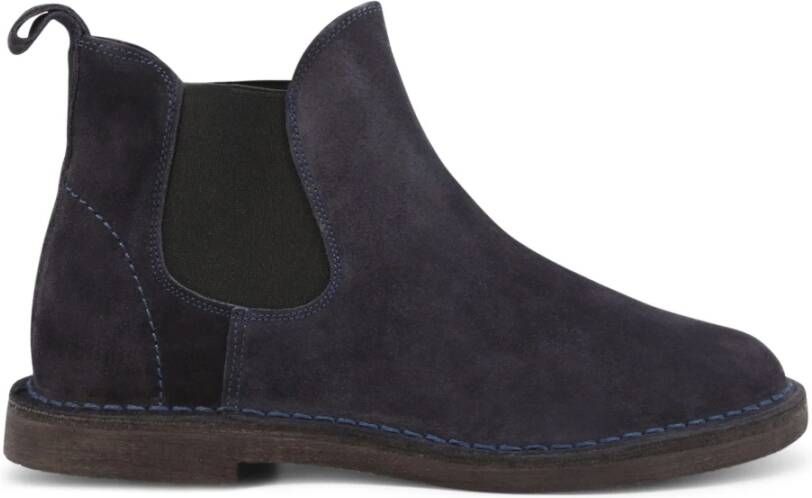 Duca di Morrone Blauwe Suède Heren Enkellaarzen Blue Heren