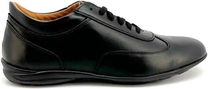 Duca di Morrone Bruin Leren Veterschoenen Black Heren