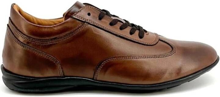 Duca di Morrone Bruin Leren Veterschoenen Ronde Neus Brown Heren