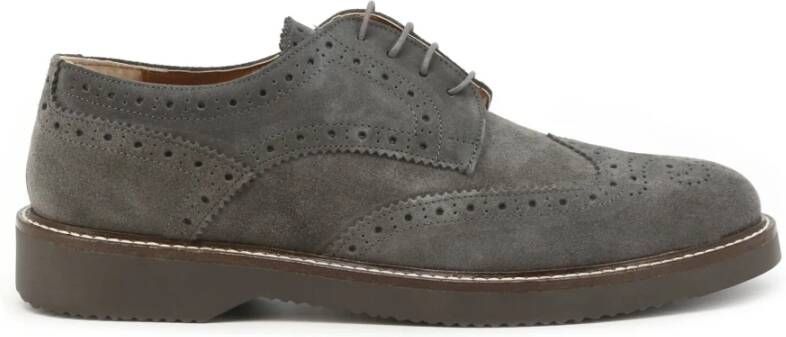 Duca di Morrone Enrico Suède Veterschoenen Grijs Gray Heren