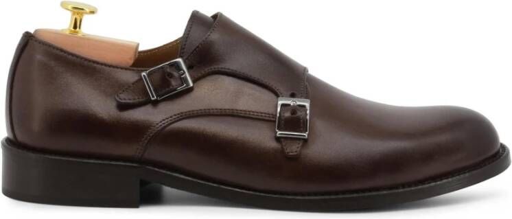 Duca di Morrone Heren Platte Leren Loafers Brown Heren