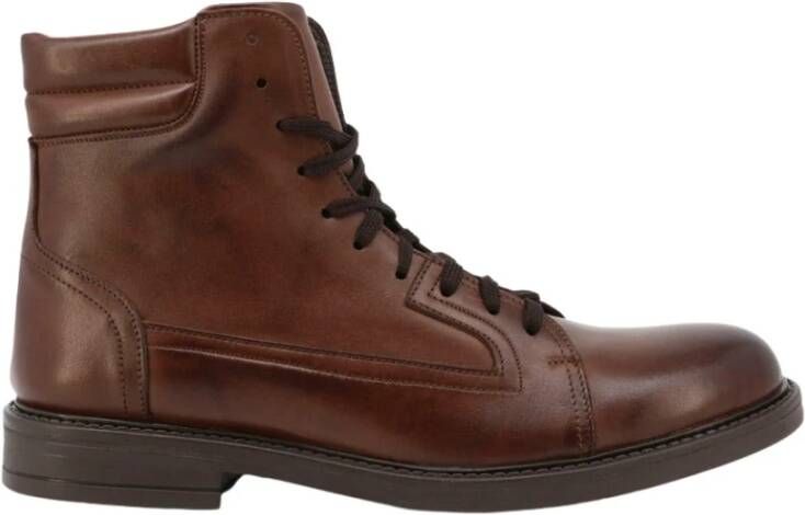 Duca di Morrone Stijlvolle Leren Enkellaarzen Brown Heren