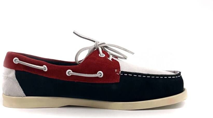 Duca di Morrone Santiago Suède Mocassins Rood Blauw Blue Heren