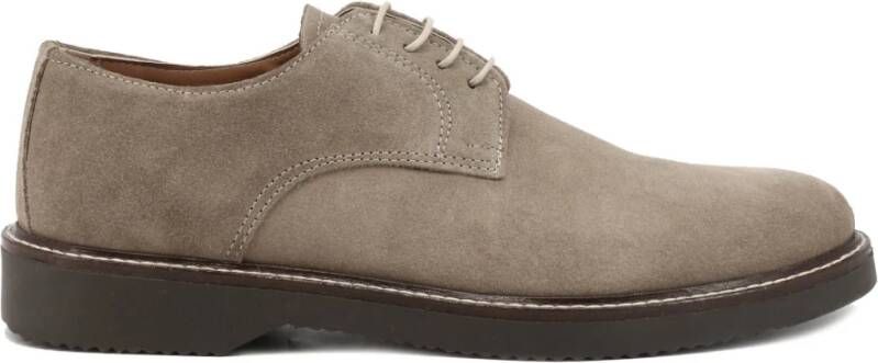 Duca di Morrone Suède Veterschoenen Taupe Brown Heren