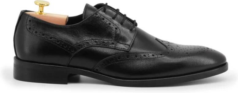 Duca di Morrone Valerio Leren Veterschoenen Zwart Black Heren