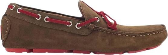 Duca di Morrone Vierkante Neus Suède Loafers Leren Voering Brown Heren