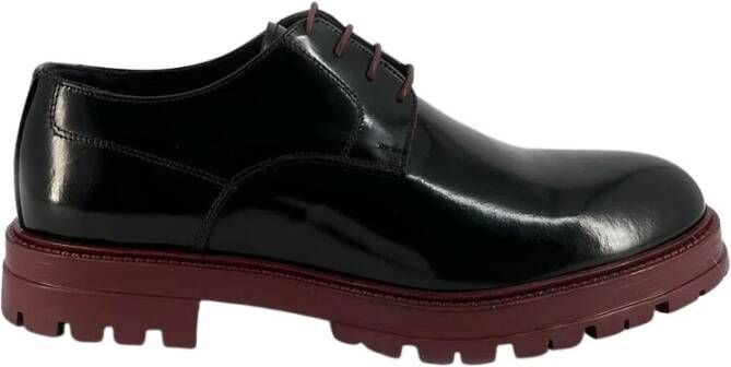 Duca di Morrone Zwart Bordeaux Leren Veterschoenen Black Heren