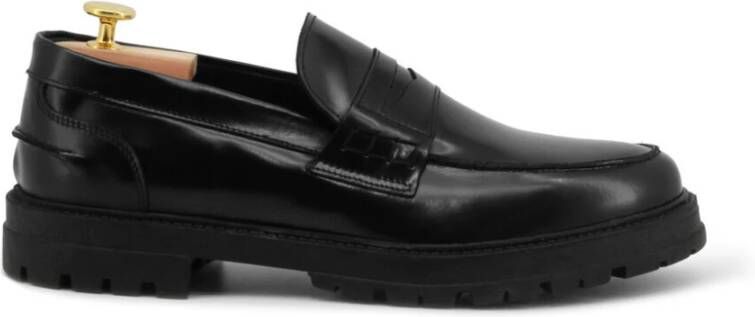 Duca di Morrone Zwarte leren heren loafers Black Heren