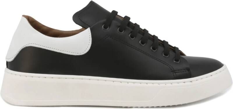 Duca di Morrone Zwarte leren sneakers Herfst Winter Collectie Black Heren