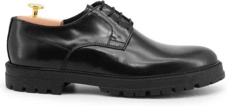 Duca di Morrone Zwarte Leren Veterschoenen Black Heren