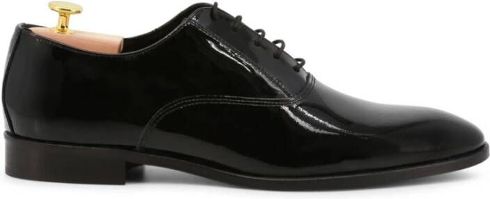 Duca di Morrone Zwarte Leren Veterschoenen Black Heren