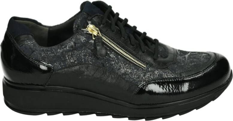 Durea Sportieve Lage Damesschoenen Zwart Dessin