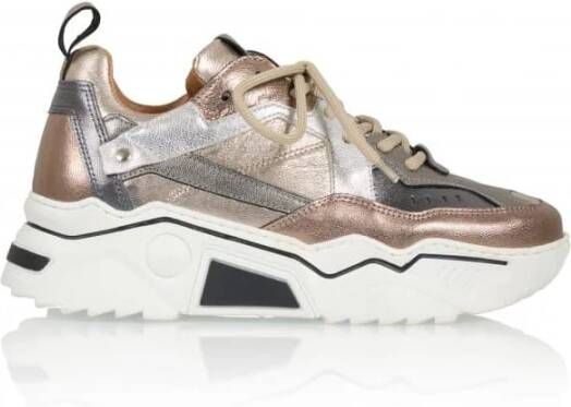 Dwrs Chunky Sole Metallic Sneakers voor vrouwen Beige Dames