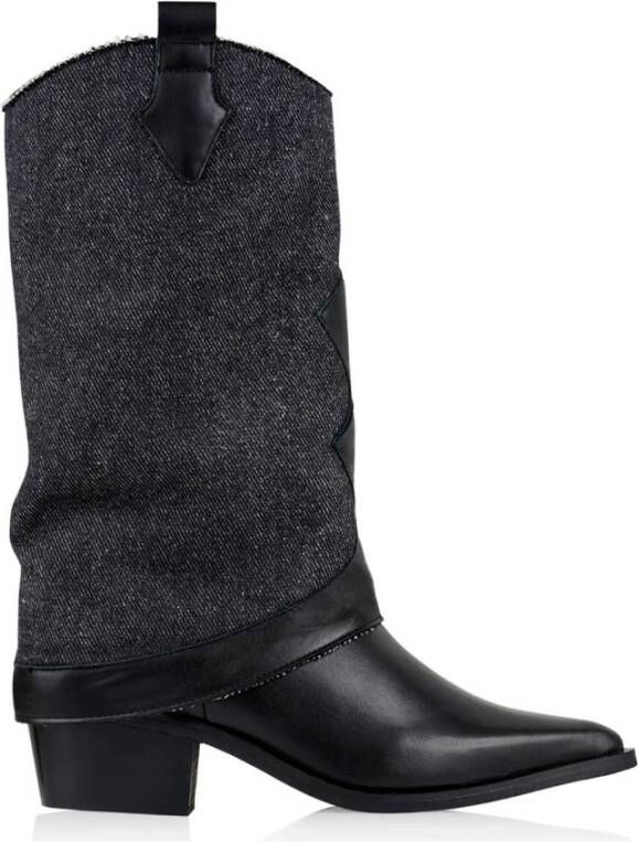 Dwrs Cowboylaarzen Shetland Denim Black Dames