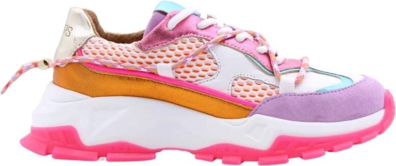 DWRS Bonney chunky leren sneakers roze lila oranje - Foto 3