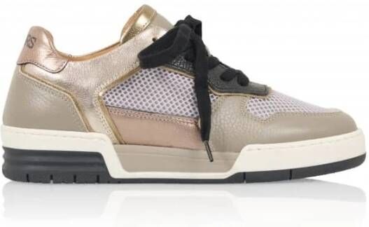 Dwrs Taupe Rugby Sneaker Metallic Mesh Leer Multicolor Dames