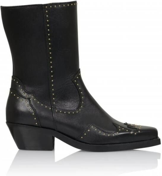 Dwrs Westernlaars met gouden studs Black Dames