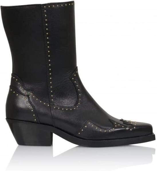 Dwrs Westernlaarzen met gouden studs Black Dames