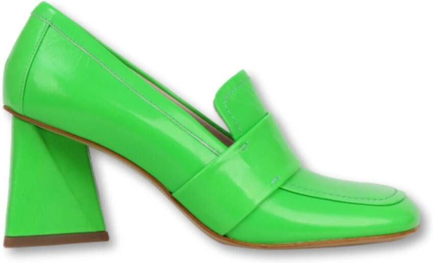 Elena Iachi Groene Loafer met 8cm Hak Green Dames