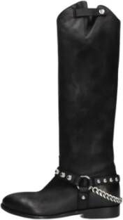 Elena Iachi Studded High Boots met kettingdetail Black Dames