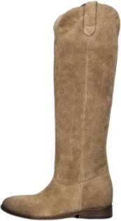 Elena Iachi Taupe Western Style Hoge Laarzen Beige Dames