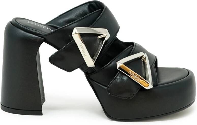 Elena Iachi Zwarte leren sandalen Ss24 Black Dames