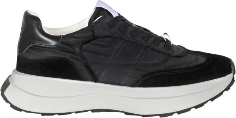 Elena Iachi Zwarte Nylon Suède Sneakers D SP Black Dames