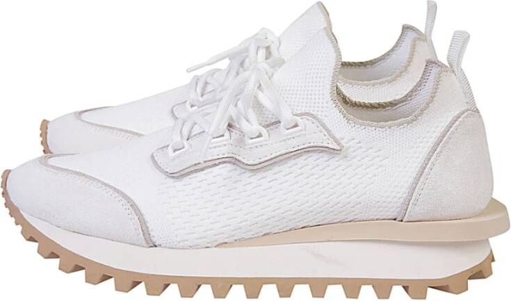 Eleventy Gebreide en Leren Sneakers White Dames