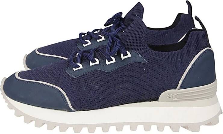 Eleventy Gebreide en Suède Sneaker Schoen Blue Heren