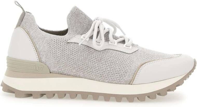 Eleventy Grijze Stof- en Leren Sneakers Gray Heren