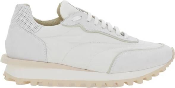 Eleventy Witte Logo Sneakers in Suède en Tech Stofmix White Heren