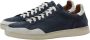 Elia Maurizi Blauwe Leren Sneaker met Geperforeerde Neus Blue Heren - Thumbnail 1