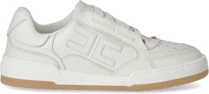 Elisabetta Franchi Ivoor leren sneaker met logodetail Beige Dames