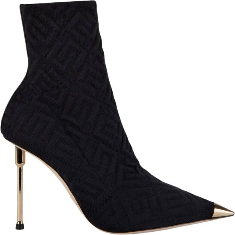 Elisabetta Franchi Jacquard Enkellaarsjes Black Dames