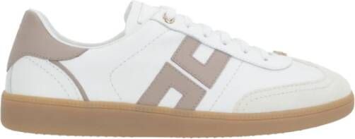 Elisabetta Franchi Kalfsleren Sneakers Beige Dames