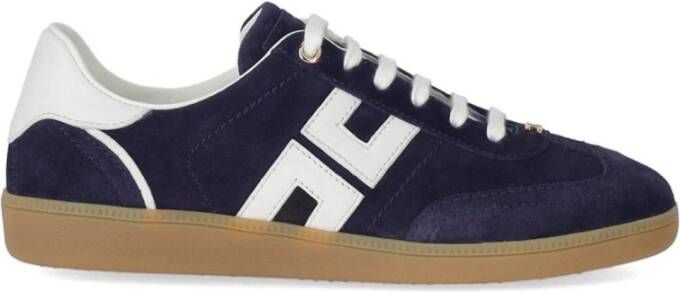 Elisabetta Franchi Navy en Ivoor Logo Sneaker Blue Dames