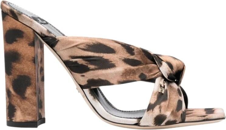 Elisabetta Franchi Sandalen met hoge hakken en dierenprint Beige Dames