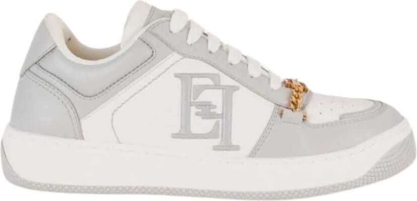 Elisabetta Franchi Grijze Platte Schoenen met Logo en Ketting Gray Dames