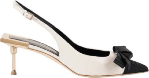 Elisabetta Franchi Strik Slingback Schoen met Gros-grain Neus White Dames