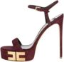 Elisabetta Franchi Suède plateau sandalen met gouden logo Red Dames - Thumbnail 1