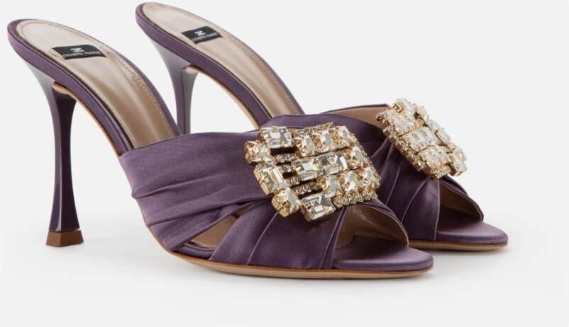 Elisabetta Franchi Versierde Satijnen Sandaal Purple Dames