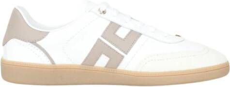 Elisabetta Franchi Witte leren sneakers met gouden rivet White Dames