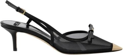 Elisabetta Franchi Zwarte Leren Sandalen met Strikdetail Black Dames