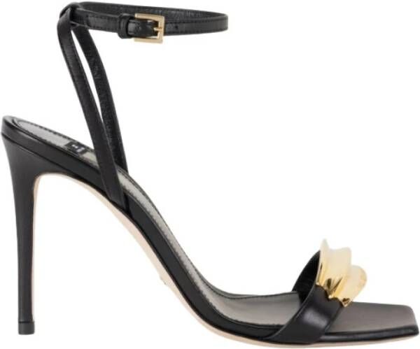 Elisabetta Franchi Zwarte Leren Stiletto Hak Sandalen Black Dames