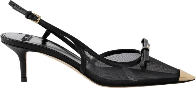 Elisabetta Franchi Zwarte Slingback Platte Schoenen met Mesh Inzetstukken Black Dames